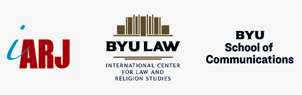 Loghi degli sponsor della conferenza latinoamericana della IARJ: IARJ, BYU Law, BYU School of Communications