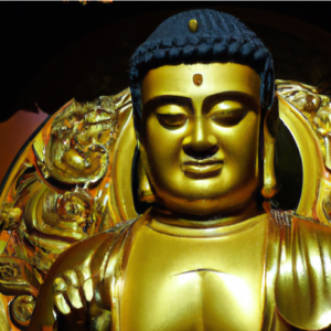 Imagem gerada por IA de uma estátua de Buda