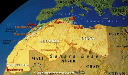 Une carte de l'Afrique du Nord