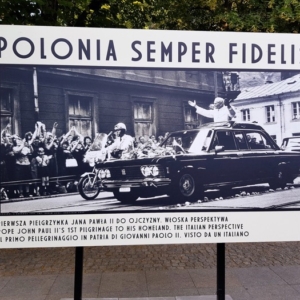 Photo on display in Warsaw of John Paul II's 1979 visit back to his homeland