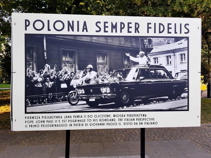 Photo on display in Warsaw of John Paul II's 1979 visit back to his homeland