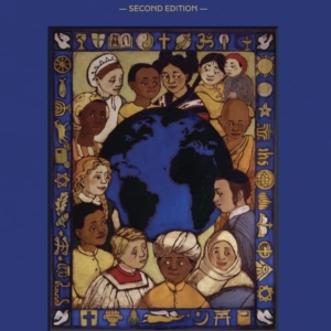 Buchumschlag von "A World of Faith" von Peggy Fletcher Stack. Das Buchcover zeigt ein Bild der Erde, umgeben von Menschen mit unterschiedlichem Glauben und ethnischem Hintergrund.